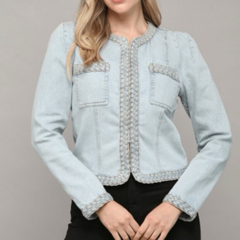 Fate Light Blue Jean Jacket with Braided Trim